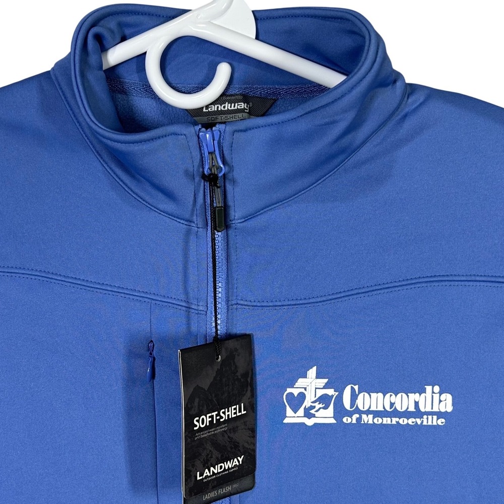 Landway Ladies Soft Shell Jacket Blue Concordia of Monroeville 1/4 Zip 2XL‎ New